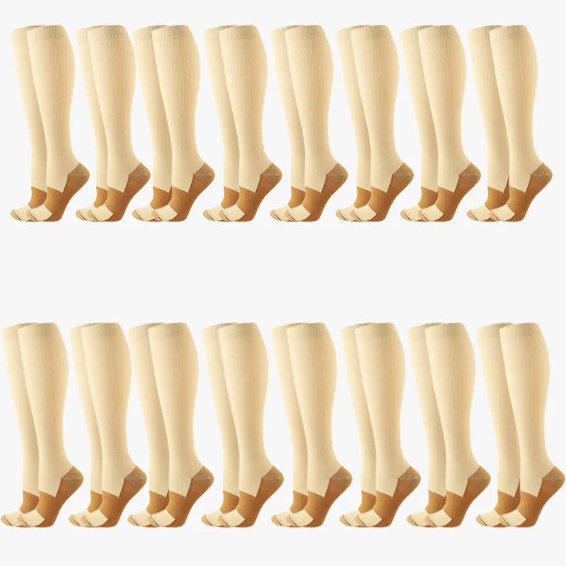 16 pairs copper compression socks for men and women for running and traveling for nurses and pregnant women mid-calf design