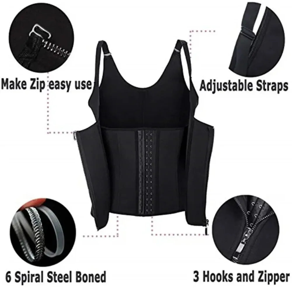 Sweat Waist Trainer Vest Slimming Corset for Weight Loss Body Shaper Sauna Suits Compression Shapewear Belly Girdles Tank Tops