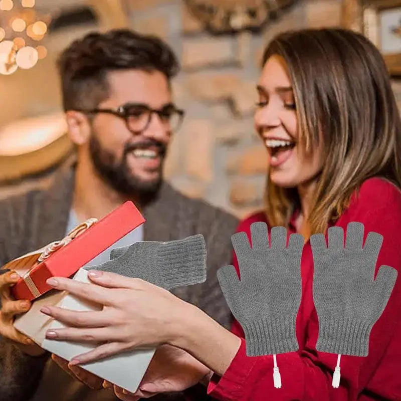 USB Electric Heated Gloves Fingerless Rechargable Women Men Hand Warmer Winter Warm for Sports Skiing for Running Cycling