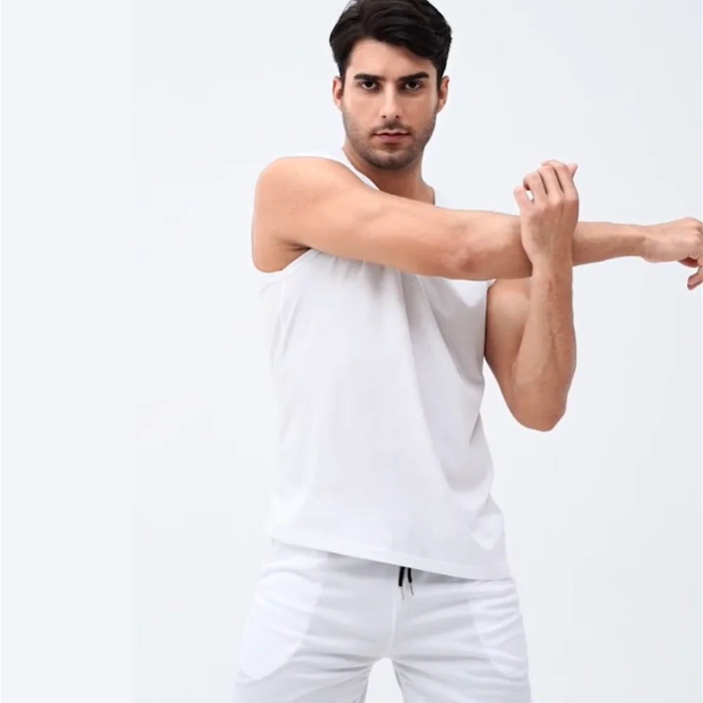 Men Quick Dry Running T-Shirts Compression Vest Sleeveless Quick-Drying Jersey Training Shirt Gym Mens Tank Top