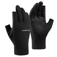 2-Fingerless Winter Cycling Gloves Touch Screen Outdoor Anti-Slip Gloves Windproof Motorcycle Cold Gloves for Men Women