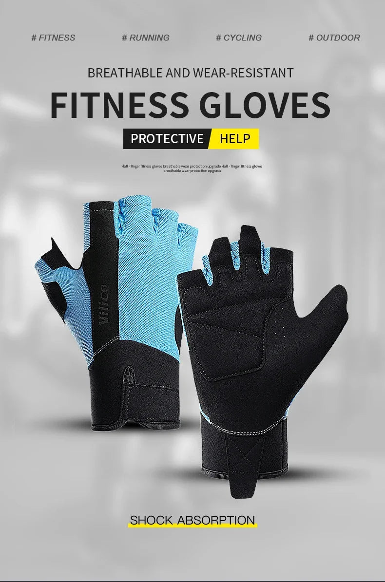 Workout Gloves Men Women Gym Lifting Fitness Climbing Exercises Work Out Wrist Belt Shock Absorb Foam Pad Palm Crossfit