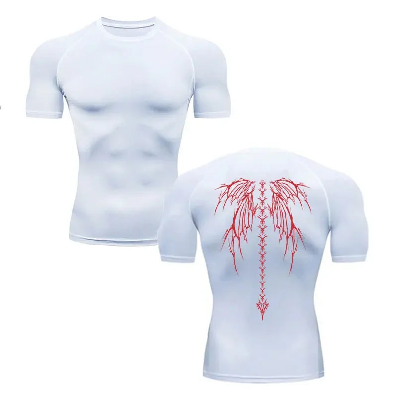 Y2K Compression Shirt Men Fitness Gym Skeleton Sport Running T-Shirt Rashgard Tops Tee Quick Dry Short Sleeve T-Shirt For Men