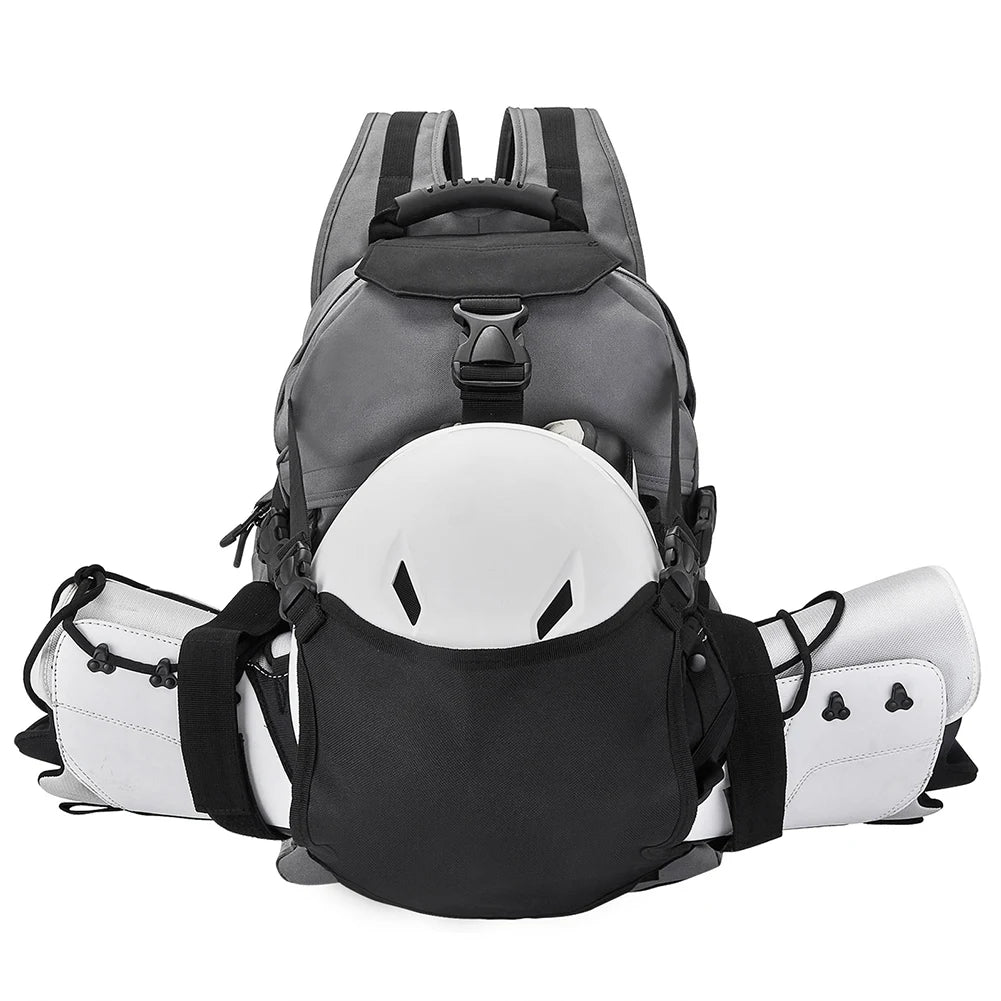 30L Skiing Boot Backpack with Adjustable Fastening Straps Skating Helmet Bag Waterproof Ski Storage Backpack Skiing Accessories