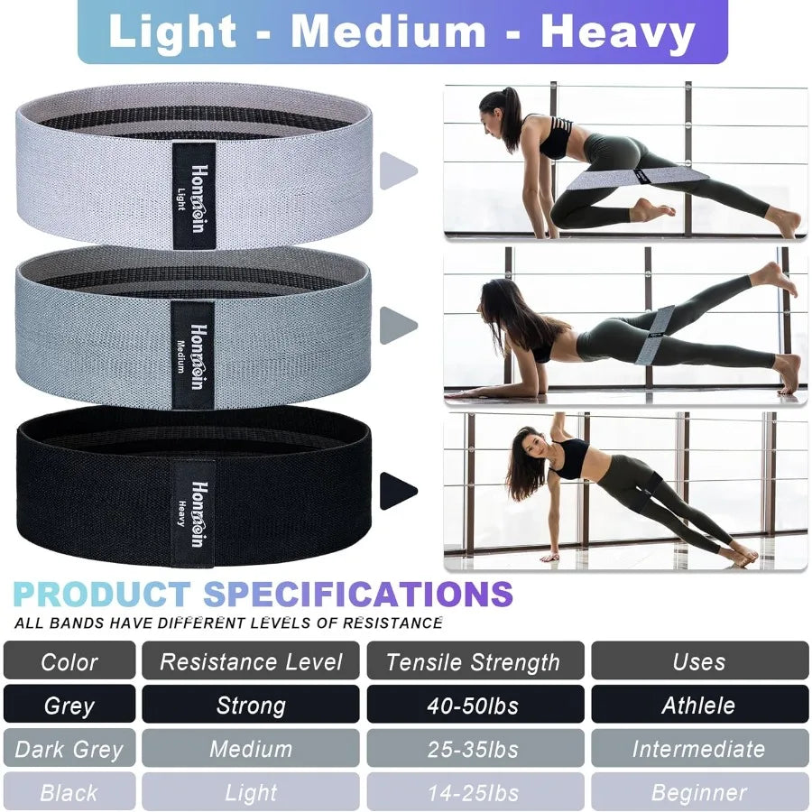 Resistance Bands for Working Out 3 Levels Exercise Bands Workout Bands Set for Women Men Hip Legs Booty Bands for Home Fitness