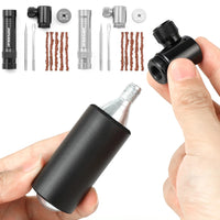 CO2 Bicycle Pump with Tubeless Tire Repair Tool Schrader & Presta Valve Portable Tire Inflator Aluminum Alloy for MTB Road Bike