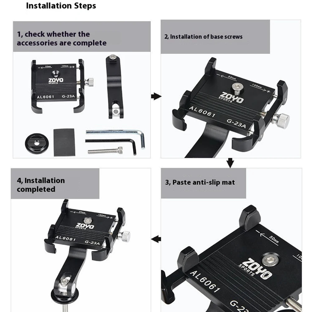 Bike Phone Mount Bicycle Phone Clip Anti-Shake Bike Phone Holder Clamp Adjustable Bicycle Mobile Phone Support for MTB Road Bike