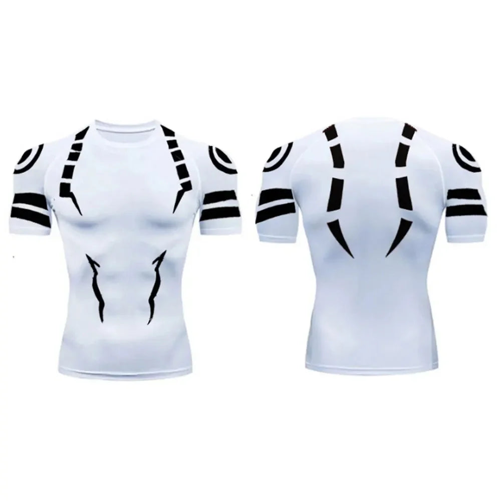 Anime Jujutsu Kaisen Compression T Shirt Men 3D Print Sukuna Breathable Football Fitness Tight Sportswear Quick Dry Riding Tops