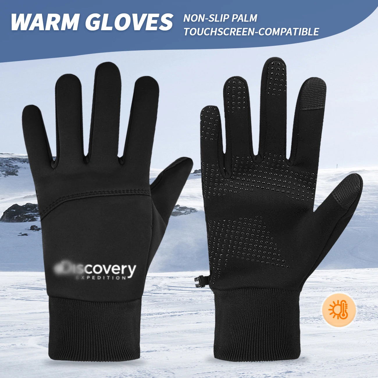 1 Pair Men's Winter Bicycle Gloves Touch Screen Windproof Warm Gloves Waterproof Sports Full Finger Warm Bicycle Outdoor Gloves