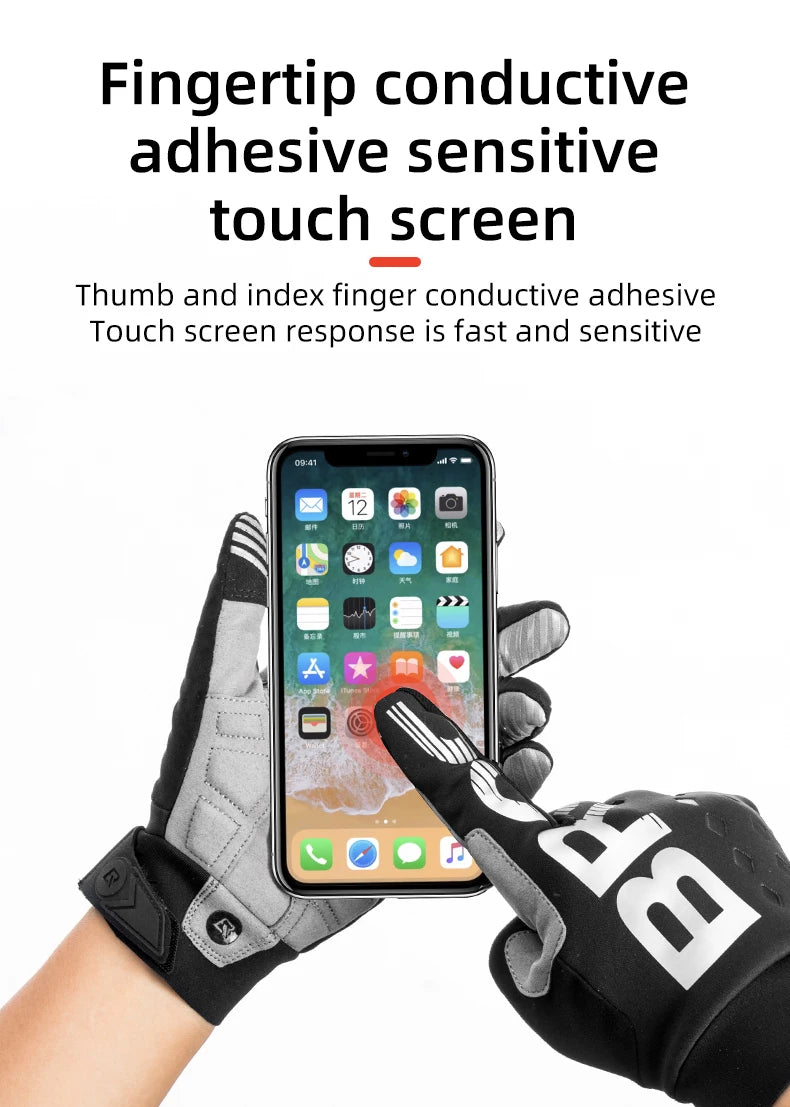 ROCKBROS Full-Finger Touchscreen-Compatible Cycling Gloves for Bicycles & Motorcycles Men and Women - Spring Autumn & Winter
