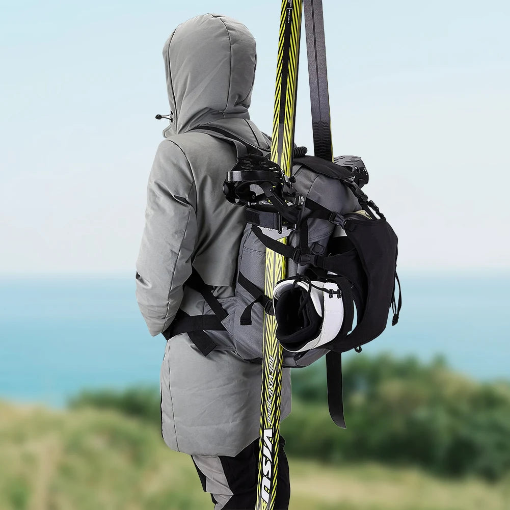 30L Skiing Boot Backpack with Adjustable Fastening Straps Skating Helmet Bag Waterproof Ski Storage Backpack Skiing Accessories