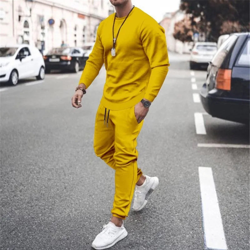 2025 New Men Two Pieces Sets Running Sweatshirt+Sweatpants  Suit Autumn Winter Warm Tracksuit Sets Men's Jogger Sports Suit