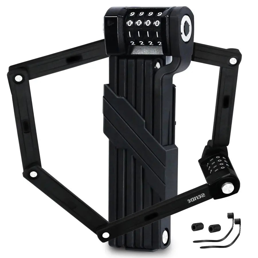 Bike Fold Code Lock, 35 Inch Thickened Alloy Steel 4Digit Combination Folding Lock with Lock Bracket, Heavy Duty Foldable Bicycl