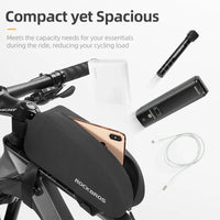 ROCKBROS Bicycle Bag Bike Frame Top Tube Bag Large Capacity Storage Waterproof Hard Shell Bicycle Bag MTB Road Bike Accessories