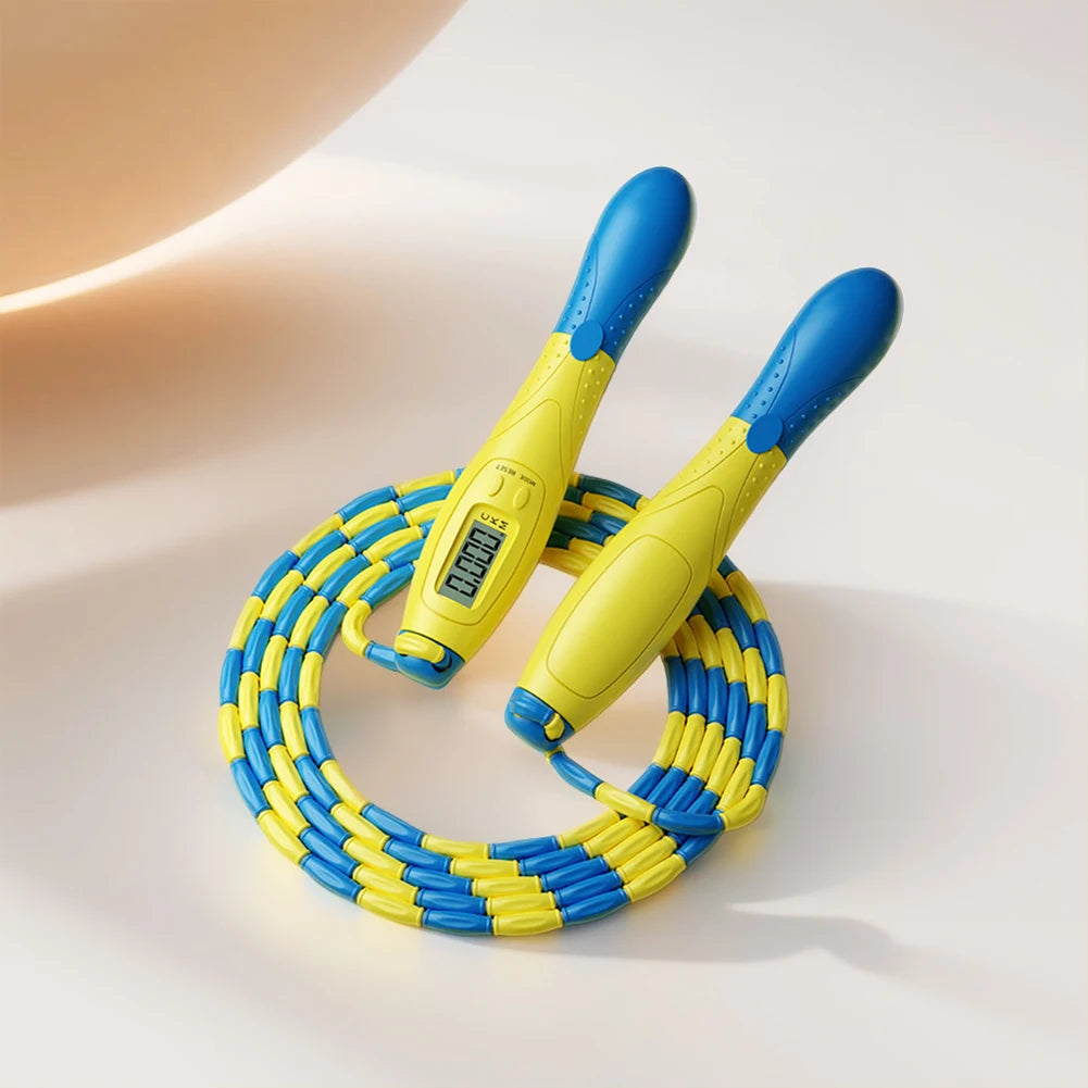 Beaded Jump Rope Skipping Rope with Counter Jump Rope Adjustable Length Plastic Segmented Jump Rope for Kids Adults