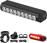 Super Bright USB Rechargeable Bike Lights, IPX5 Waterproof Headlight & Taillight Set for Night Riding