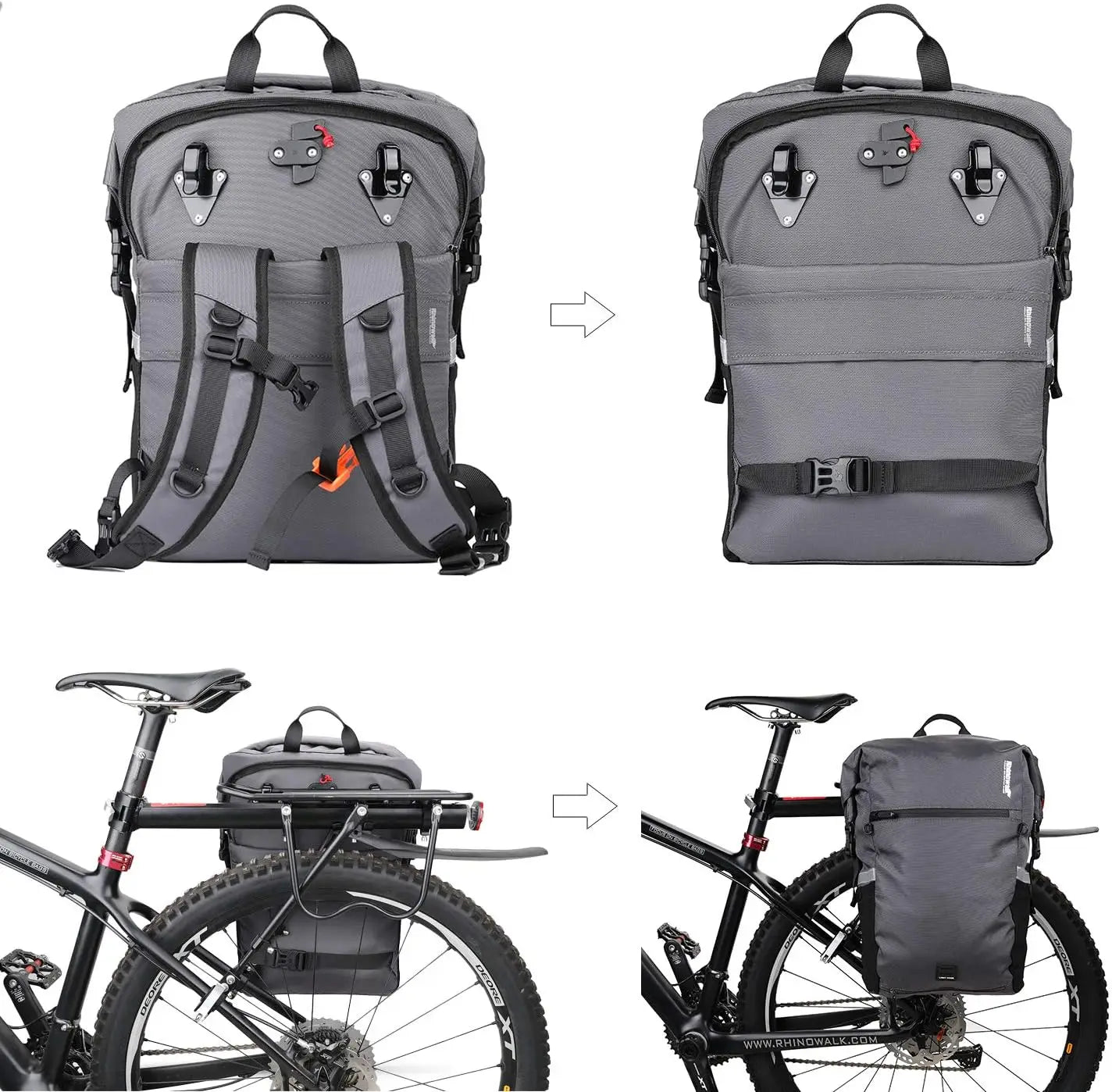 Waterproof Bike Pannier Bag 2-in-1 Saddle & Shoulder Bag for Cycling