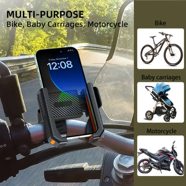 Bike Phone Holder Stand Bicycle Motorcycle Handlebar Mobile Phone Mount Clip GPS Support Shockproof Bracket for 4.5-7.0” Phones