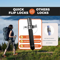 26-37-inch telescopic stainless steel walking stick with anti-slip design, suitable for challenging outdoor terrain and offering