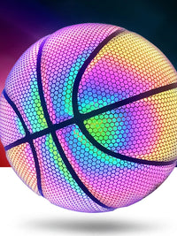 Luminous Basketball Replacement Holographic Glowing Reflective Basketball Luminous Glow Ball for Daily Exercise