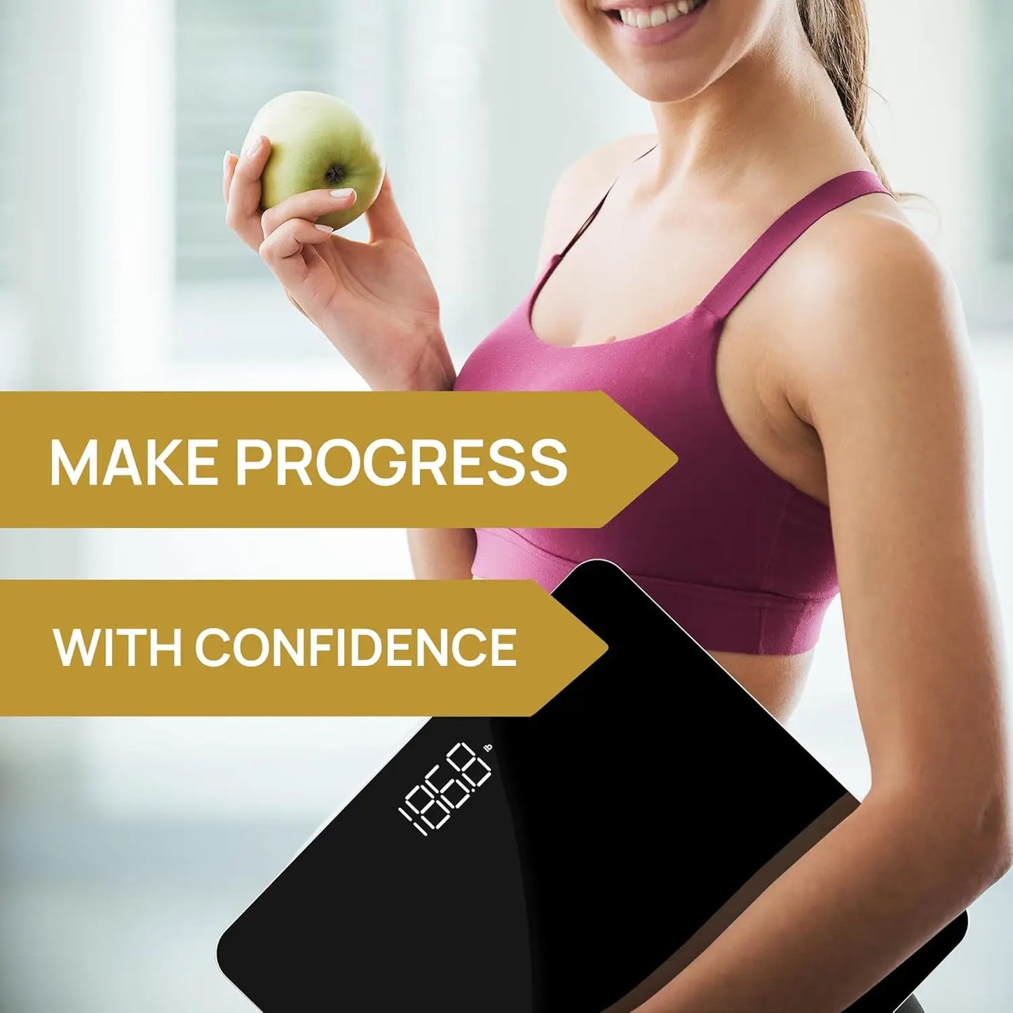 High Precision Digital Bathroom Scale with Large Display, Measures Up to 400 lbs, Includes Batteries