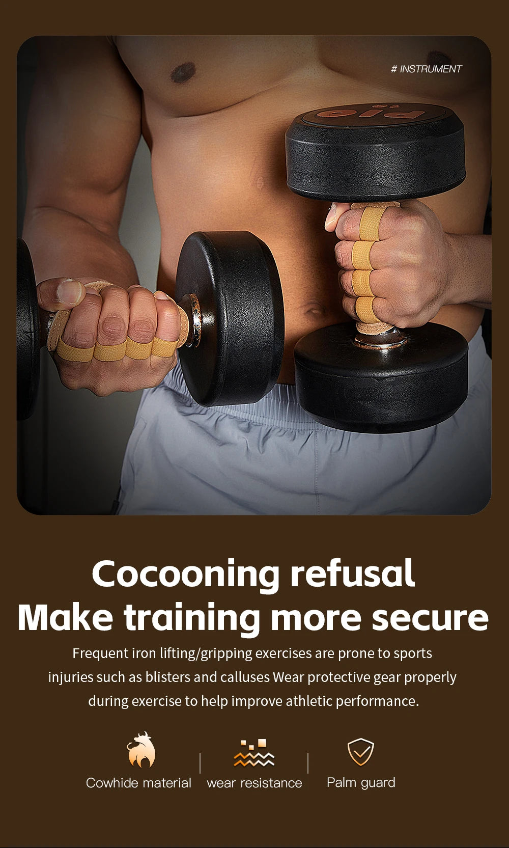 Leather Weight Lifting Training Gloves Palm Protection Women Men Fitness Sports Gymnastics Grips Pull Ups Weightlifting Workout