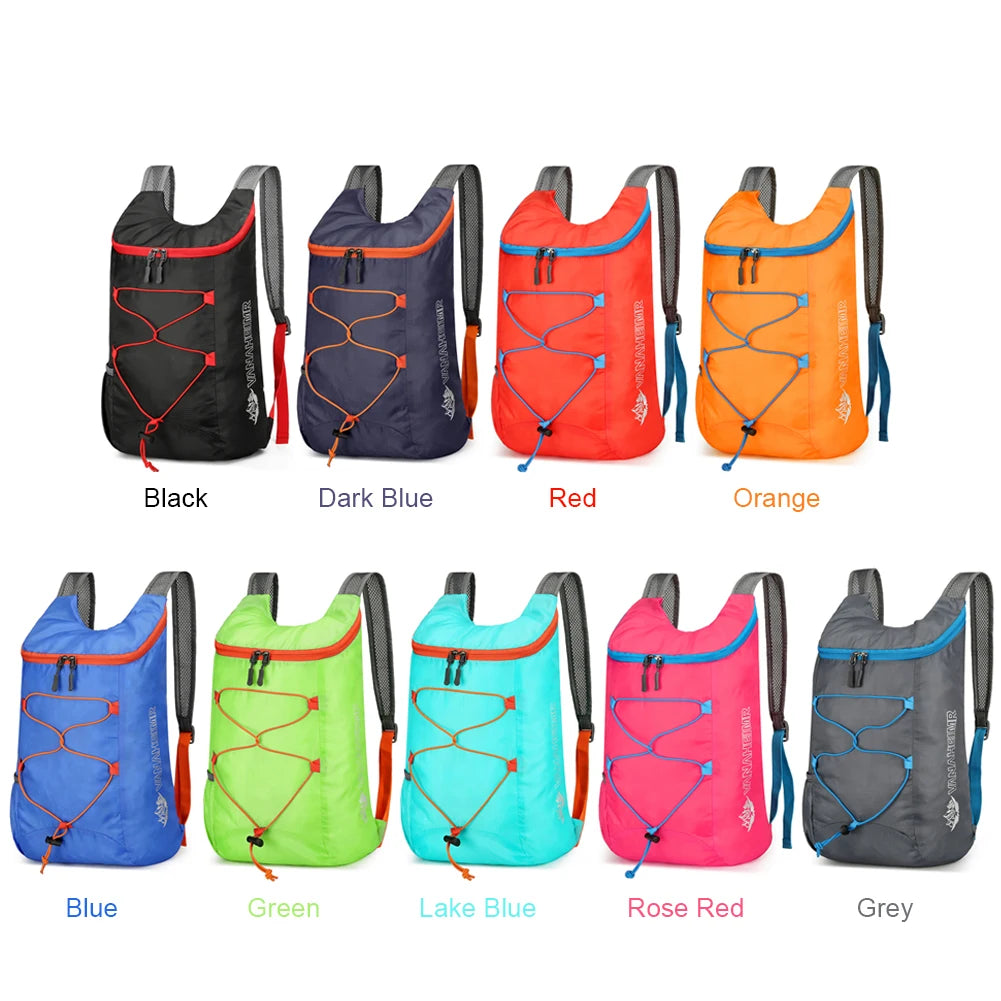 Outdoor Unisex Waterproof Foldable Backpack Large Capacity Portable Camping Hiking Travel Daypack Men Women Mountaineering Bag