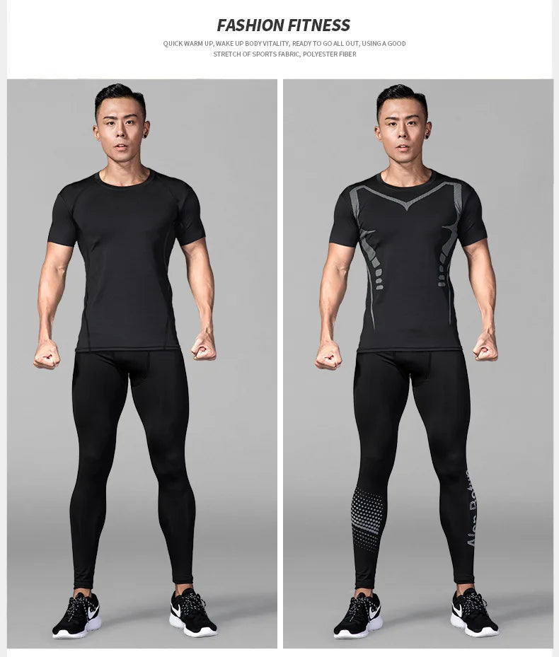 Mens Warm Compression Leggings 1-2 Pcs Sport Training Pants Dry Fit Running Tights Fitness Basketball Jogging Fleece Trousers