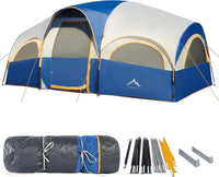 8 Person Tent for Camping, Waterproof Windproof Family Tent with Rainfly, Divided Curtain Design for Privacy Space, Portable