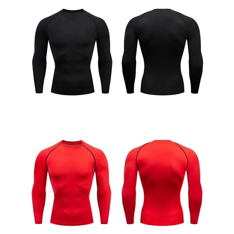 Autumn and winter Keep warm Men Compression Running T-Shirt Fitness Tight Long Sleeve Sport Training Jogging Gym Sportswear