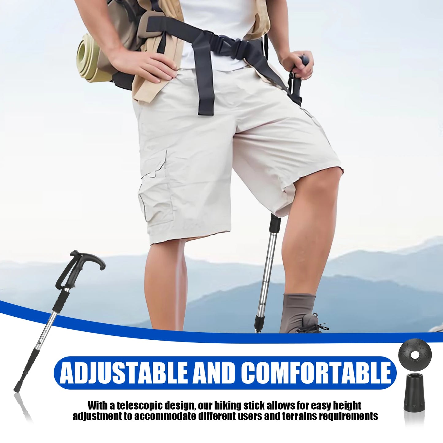 54-110cm Hiking Sticks Walking Stick Trekking Poles Mountaineering Telescopic Walking Stick for Particularly Steep Climb