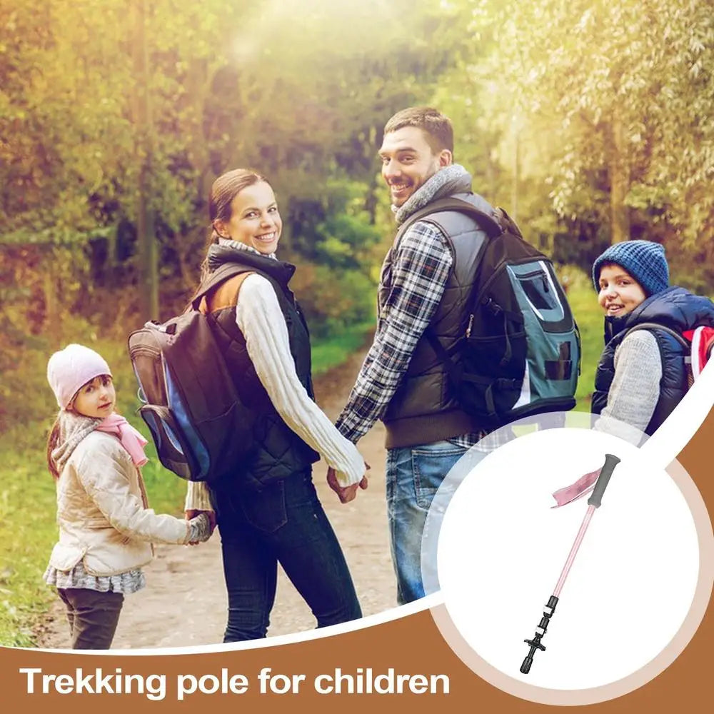 Kids Trekking Stick Lightweight Telescopic Kids Walking Stick EVA Grips Adjustable Aluminum Alloy Hiking Sticks for Boys Girls
