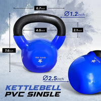 15lbs Kettlebells Vinyl Coated Cast Iron for Dumbbell Weights Exercises, Gym, Fitness, Full Body Workout Equipment Push up, Gr