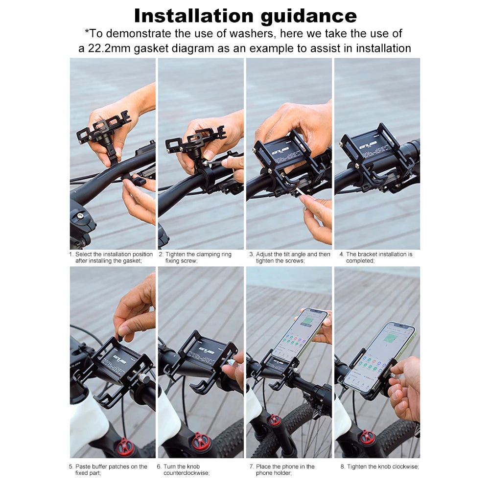 Bike Phone Holder Quick Attach/Detach Motorcycle Phone Mount Universal Bike Cycling Phone Clamp for 1.96 To 3.93 in Smartphone