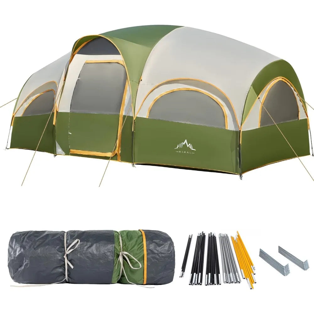 8 Person Tent for Camping, Waterproof Windproof Family Tent with Rainfly, Divided Curtain Design for Privacy Space, Portable