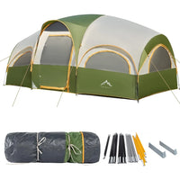 8 Person Tent for Camping, Waterproof Windproof Family Tent with Rainfly, Divided Curtain Design for Privacy Space, Portable