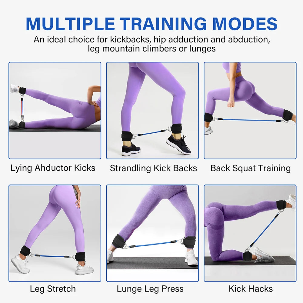 TPE Resistance Bands Ankle Straps Fitness Set D-Ring Support Ankle Cuffs Yoga Gym Equipment Guard Leg Strength Safety Extensions