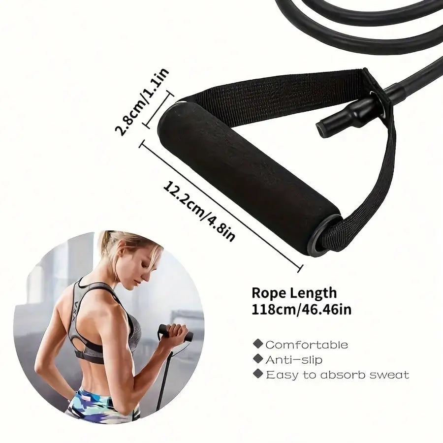Level 4 Resistance Band with Handle - Yoga Stretching Fitness Band for Home Workouts, Strength Training & Pilates