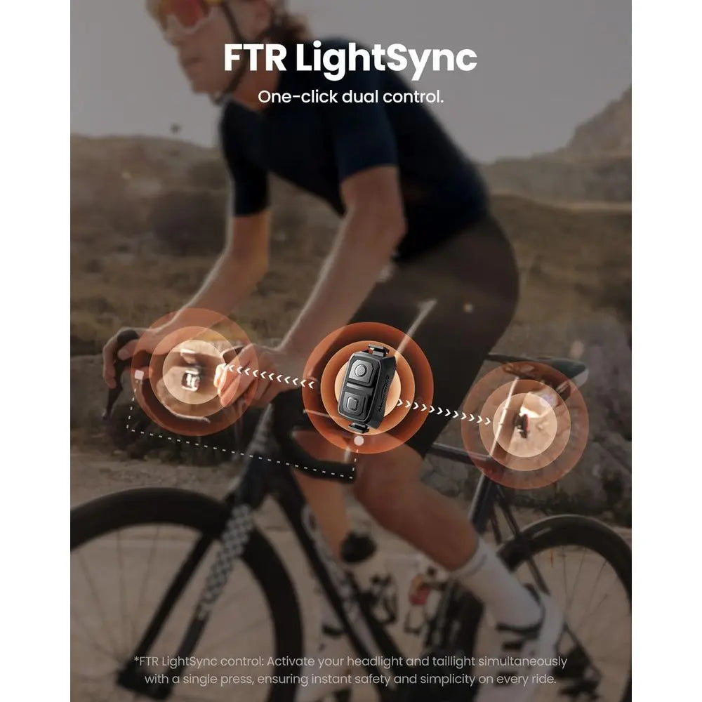 1300 Lumens USB-C Rechargeable Bike Headlight, Waterproof IPX6, Compatible with Garmin/Wahoo for Night and Urban Cycling