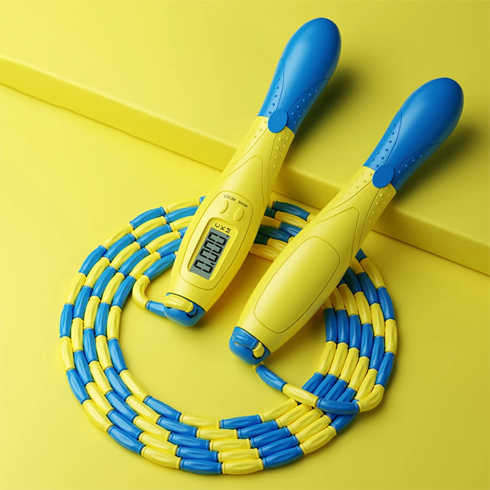 Beaded Jump Rope Skipping Rope with Counter Jump Rope Adjustable Length Plastic Segmented Jump Rope for Kids Adults