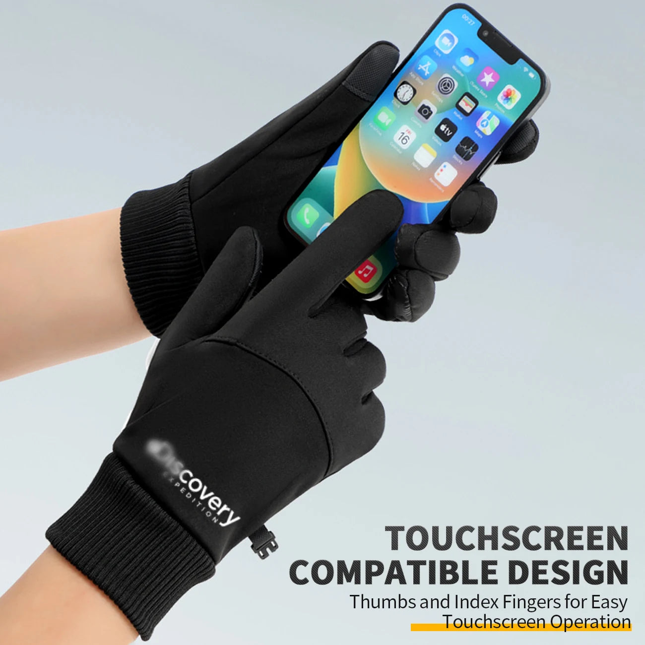 1 Pair Men's Winter Bicycle Gloves Touch Screen Windproof Warm Gloves Waterproof Sports Full Finger Warm Bicycle Outdoor Gloves