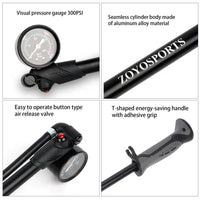 Bike Air Fork Pump 300psi High-Pressure MTB Bike Rear Air Pump Universal Bicycle Pump With Gauge And Air Bleed Button Mountain