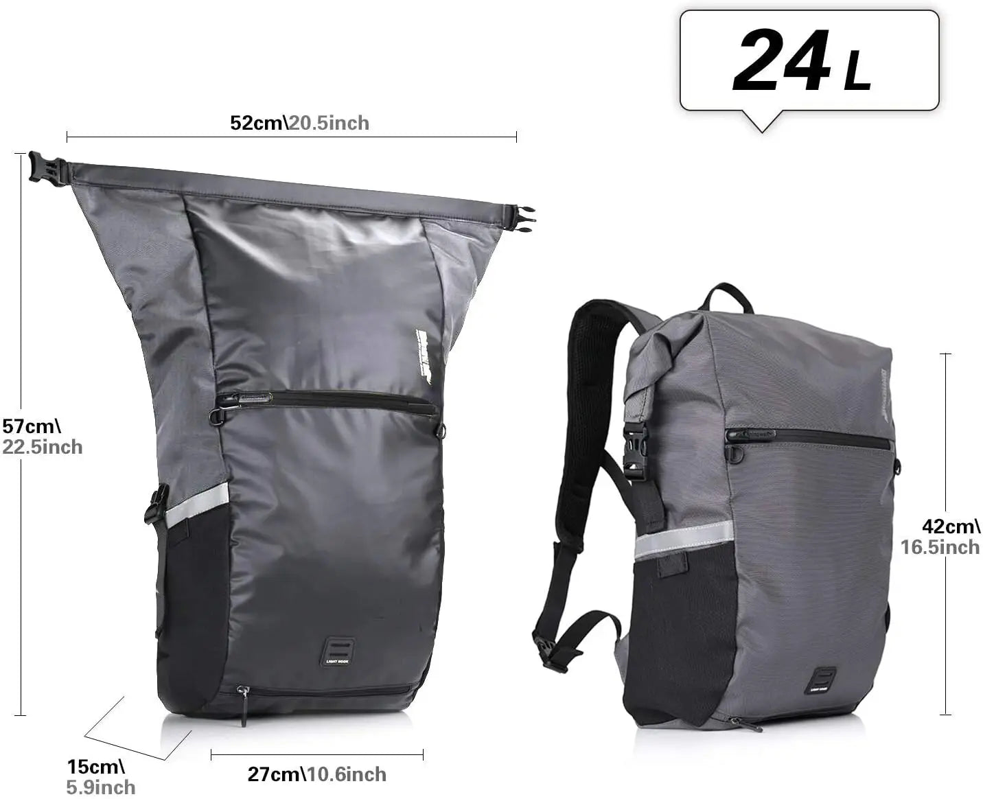 Waterproof Bike Pannier Bag 2-in-1 Saddle & Shoulder Bag for Cycling