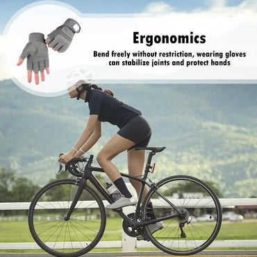 Fingerless Work Gloves Adjustable Wrist Gym Gloves Anti Slip Reinforced Palm Hand Out Mittens For Hunting Cycling Climbing