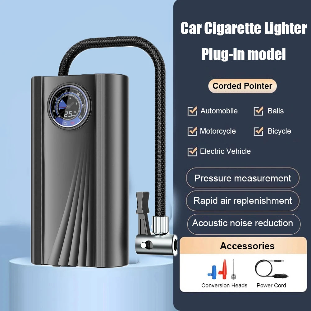 12V Mini Tire Pump High Precision Auto Air Compressor Quick Inflating Electronic Inflatable Pump Cigarette Lighter for Car Auto
