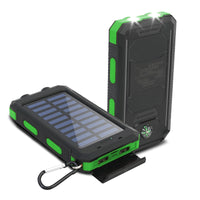 20000mAh Solar Charger Waterproof Portable Solar Power Bank Dual 5V USB Ports 2 LED Flashlight Compass for Outdoor Camping Hik