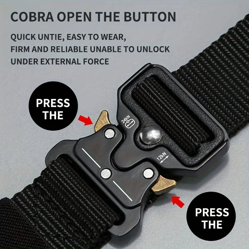 Men's Tactical Belt Heavy-Duty Nylon Belt With Quick-Release Buckle | Adjustable Work Belt For Outdoor Training