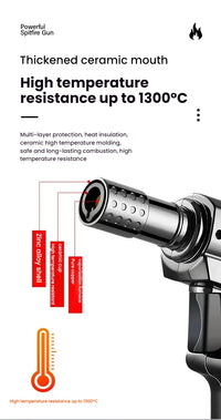 Windproof Butane Turbo Lighter High Temp Welding Torch Inflatable Metal Spray Gun for BBQ Kitchen Outdoor Smoking (no fuel)