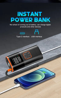 Digital Display Portable Tire Inzzator, USB Rechargeable Air Compressor for Car Bike Motorcycle Tires, Balls, Inflatable Toys