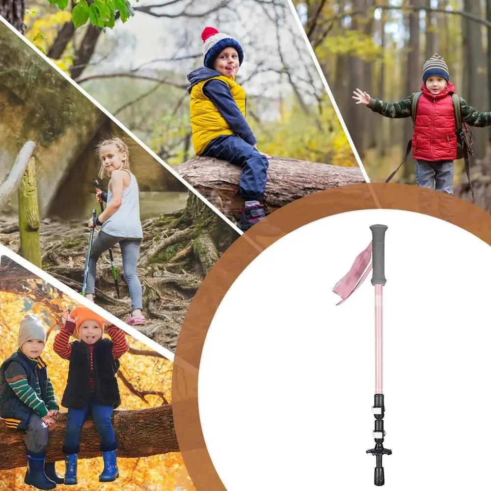 Kids Trekking Stick Lightweight Telescopic Kids Walking Stick EVA Grips Adjustable Aluminum Alloy Hiking Sticks for Boys Girls